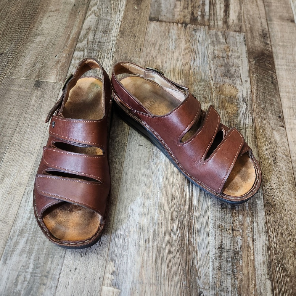 Finn Comfort Germany Brown Leather Slingback Sandals Mens 39/8 Made in Germany